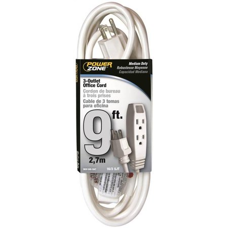 POWERZONE Cord Ext White 3Out 9Ft Office OR890609